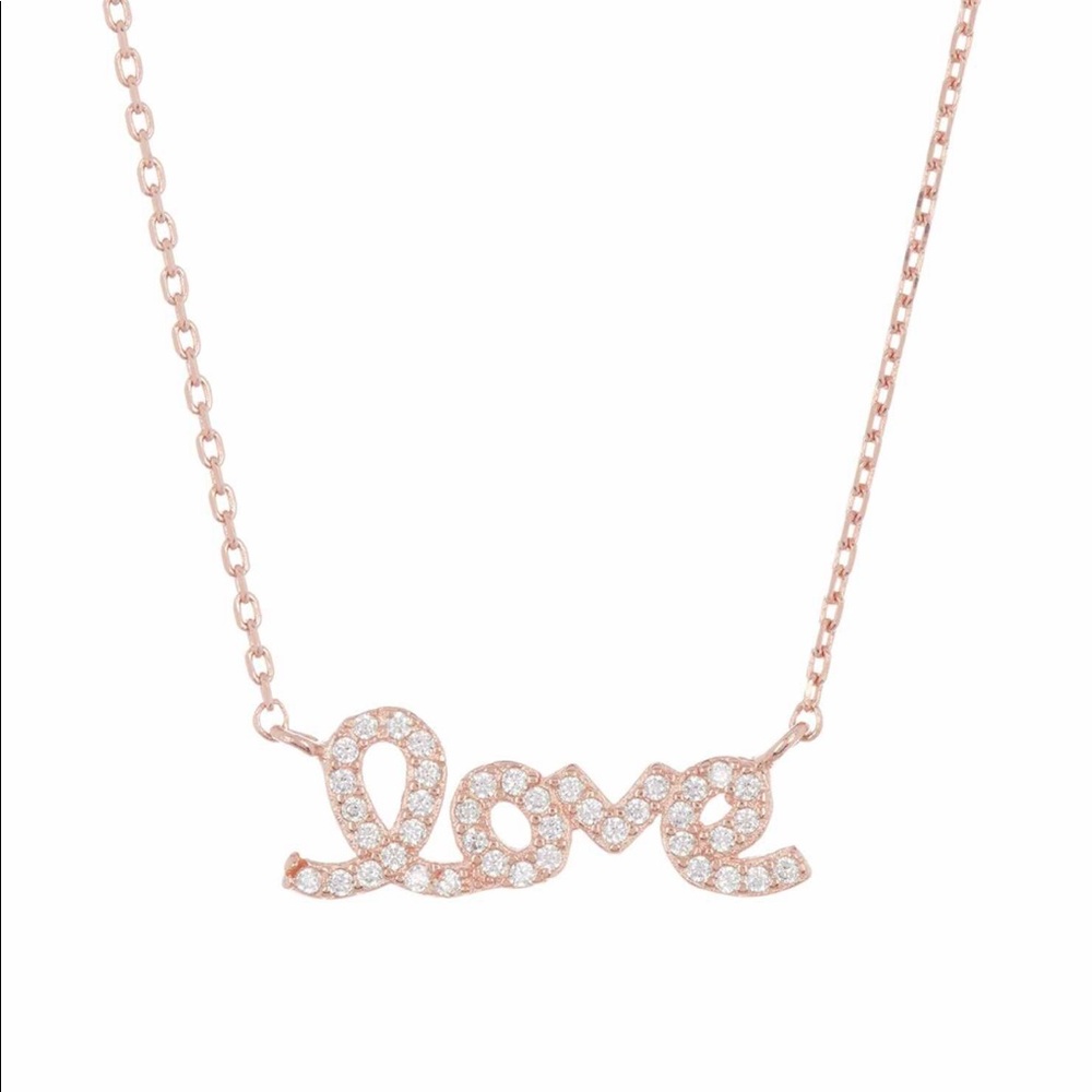 Rose Gold Plated crystal Cursive Love Necklace